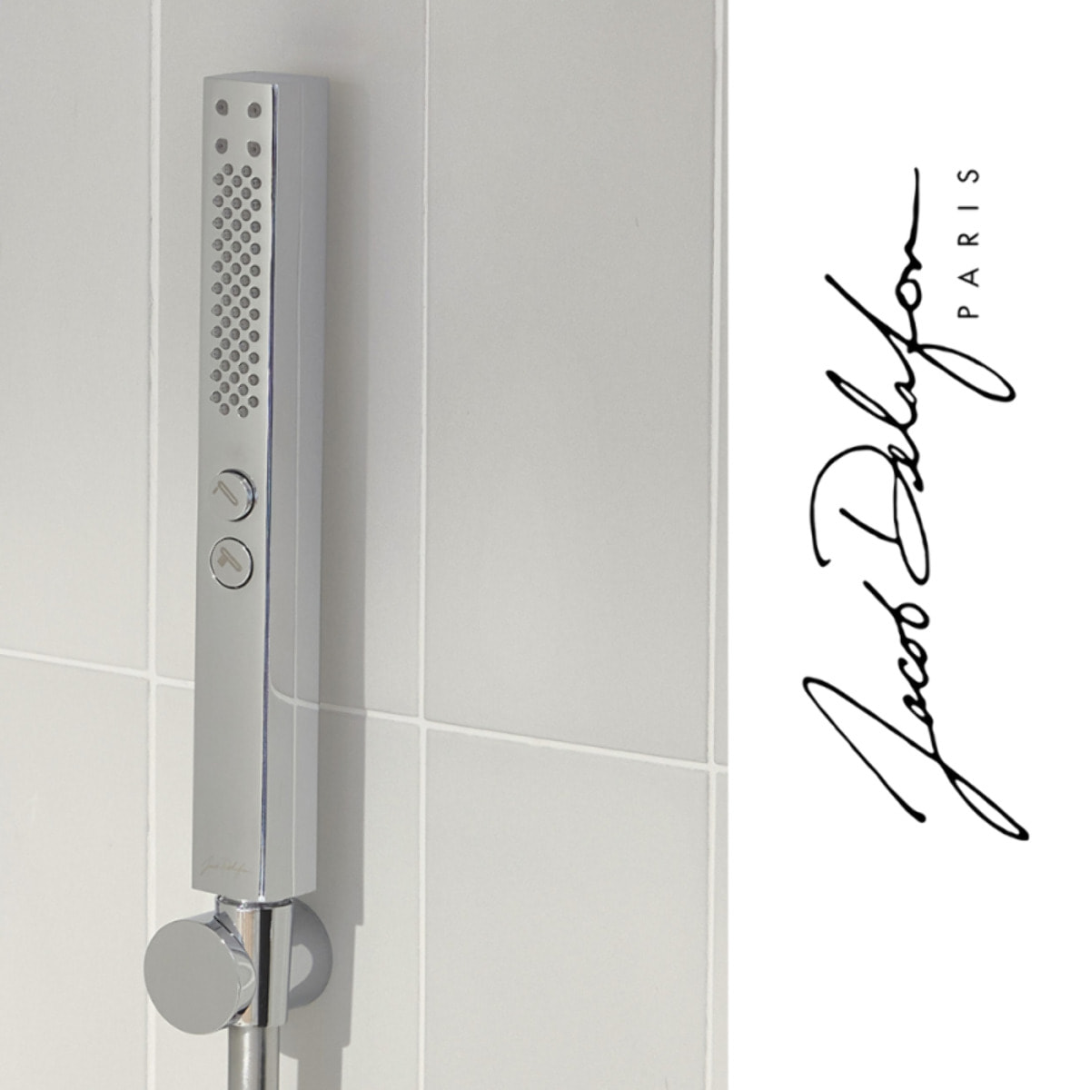 Pommeau de douche Shift+ carré 2 jets chromé + flexible 175 cm métal