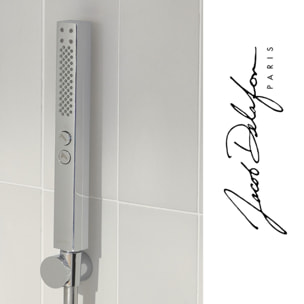 Pommeau de douche Shift+ carré 2 jets chromé + flexible 175 cm métal