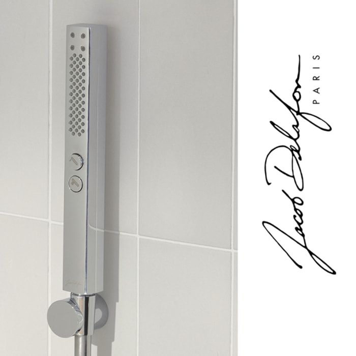 Pommeau de douche Shift+ carré 2 jets chromé + flexible 175 cm métal