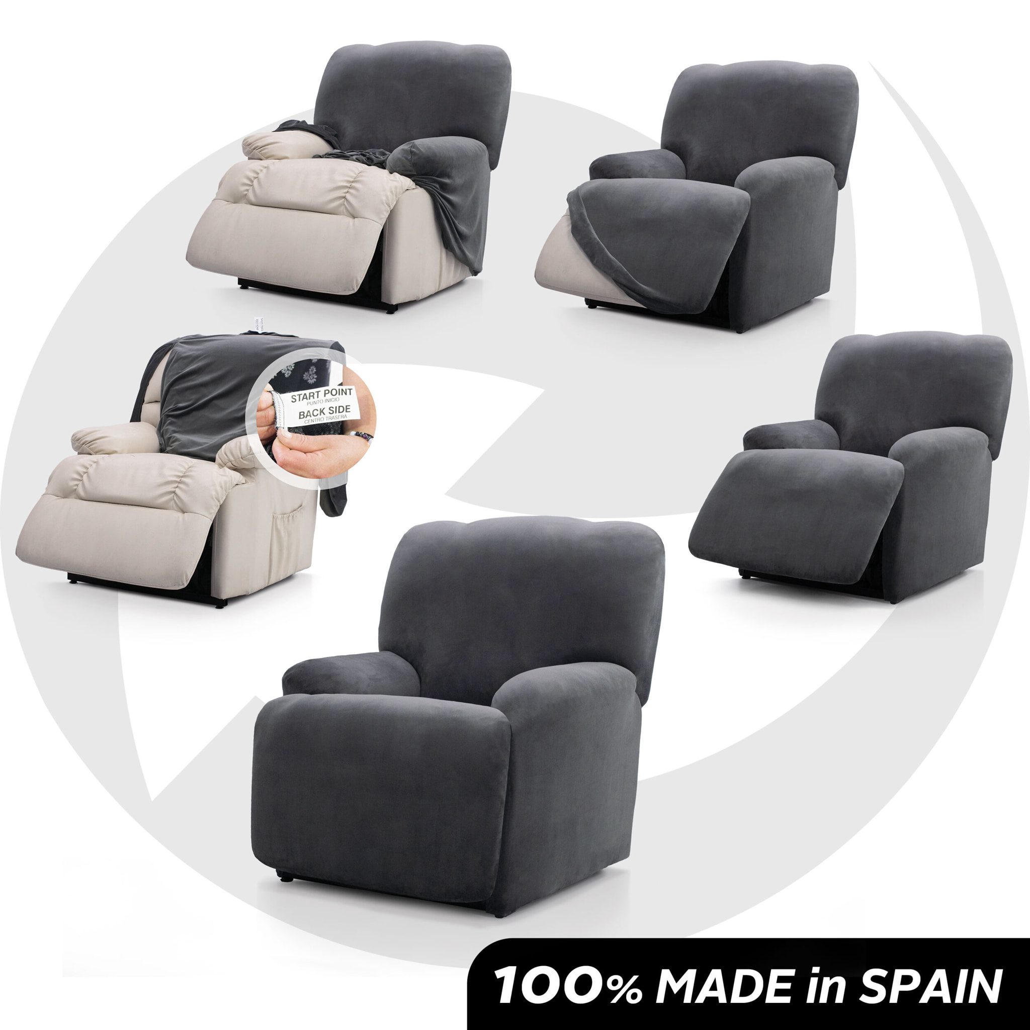 Funda TERCIOPELO ANTIMANCHAS Multi elástica para RELAX PIES JUNTOS modelo VERONICA