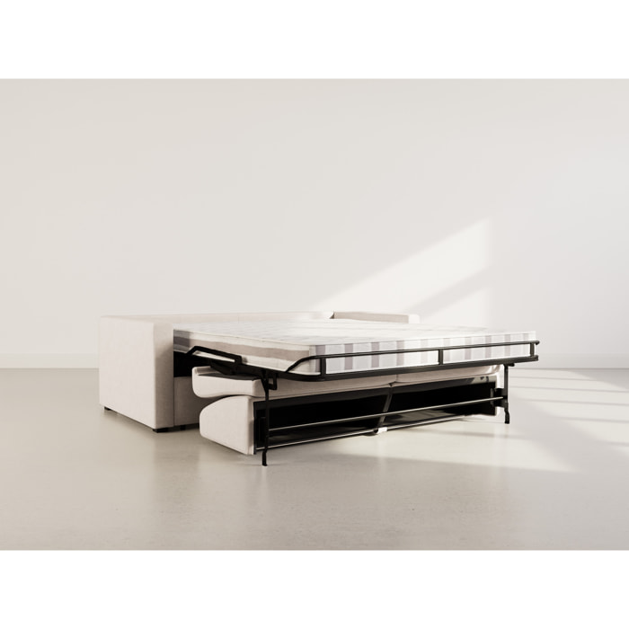 Julia - canapé lit 3 places convertible express couchage quotidien 140 cm matelas 14 cm en tissu - Beige