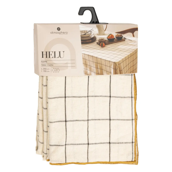 Nappe carreaux Helu coton beige et noir 150x250cm