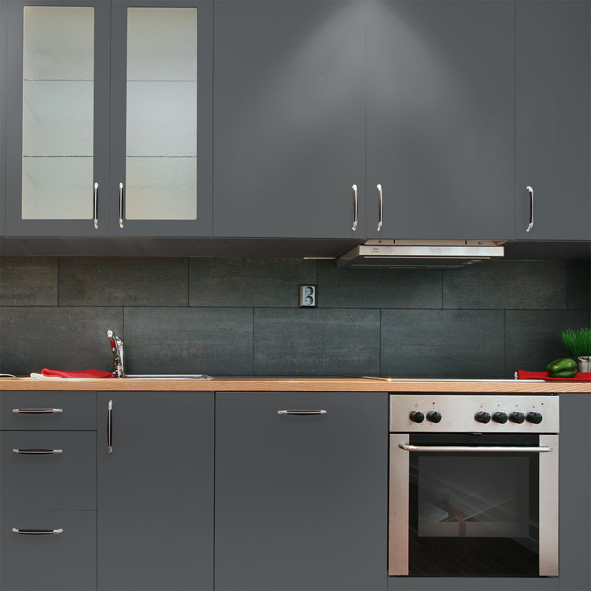 Rouleau adhésif décoratif Vinyle au Mètre - Gris fonce - Sticker Lavable Imperméable Mur Cuisine Meubles