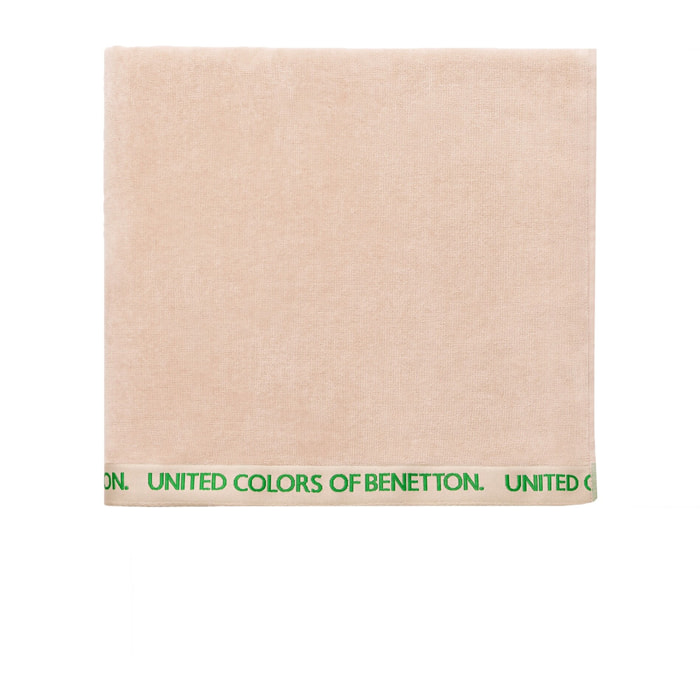 Toalla de playa 90x160cm 380gsm 100% algodón velour beige con logo neutral be