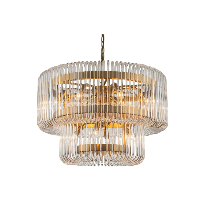 Lampara Techo Cristal Metal Dorado 80x80x70 Cm