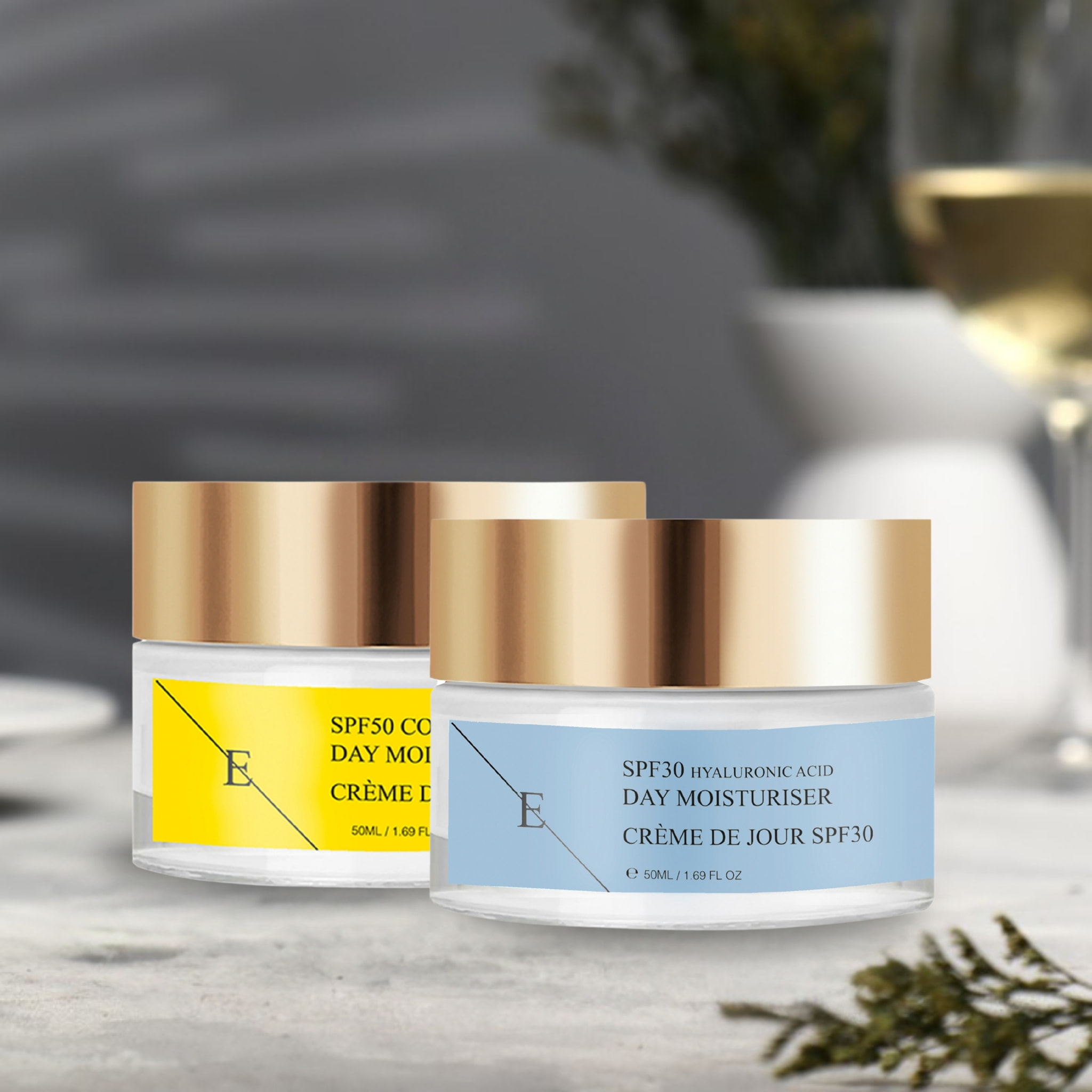 Crema de día con ácido hialurónico FPS 30 + Crema de día con colágeno FPS 50