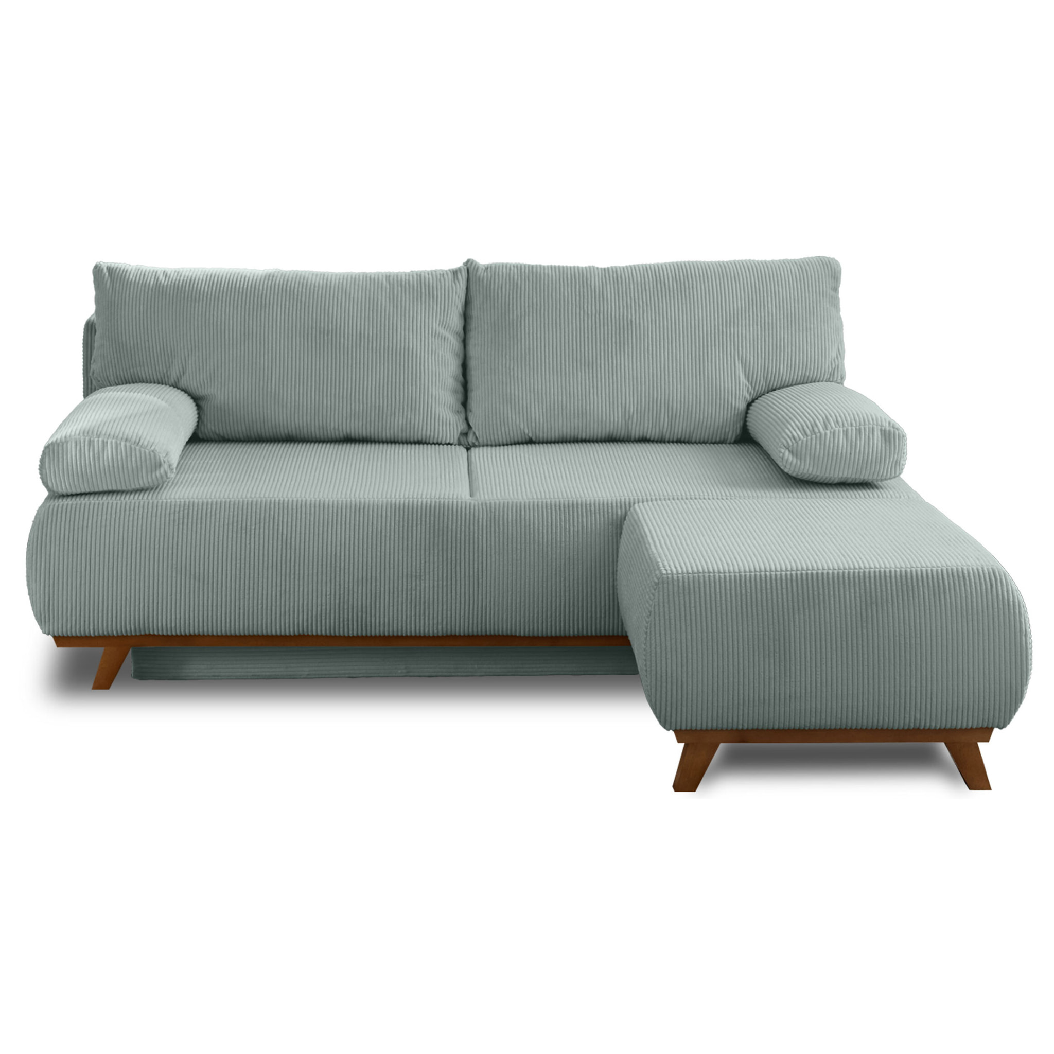Cristal - canapé 3 places - convertible avec coffre et pouf - en velours côtelé - Bleu