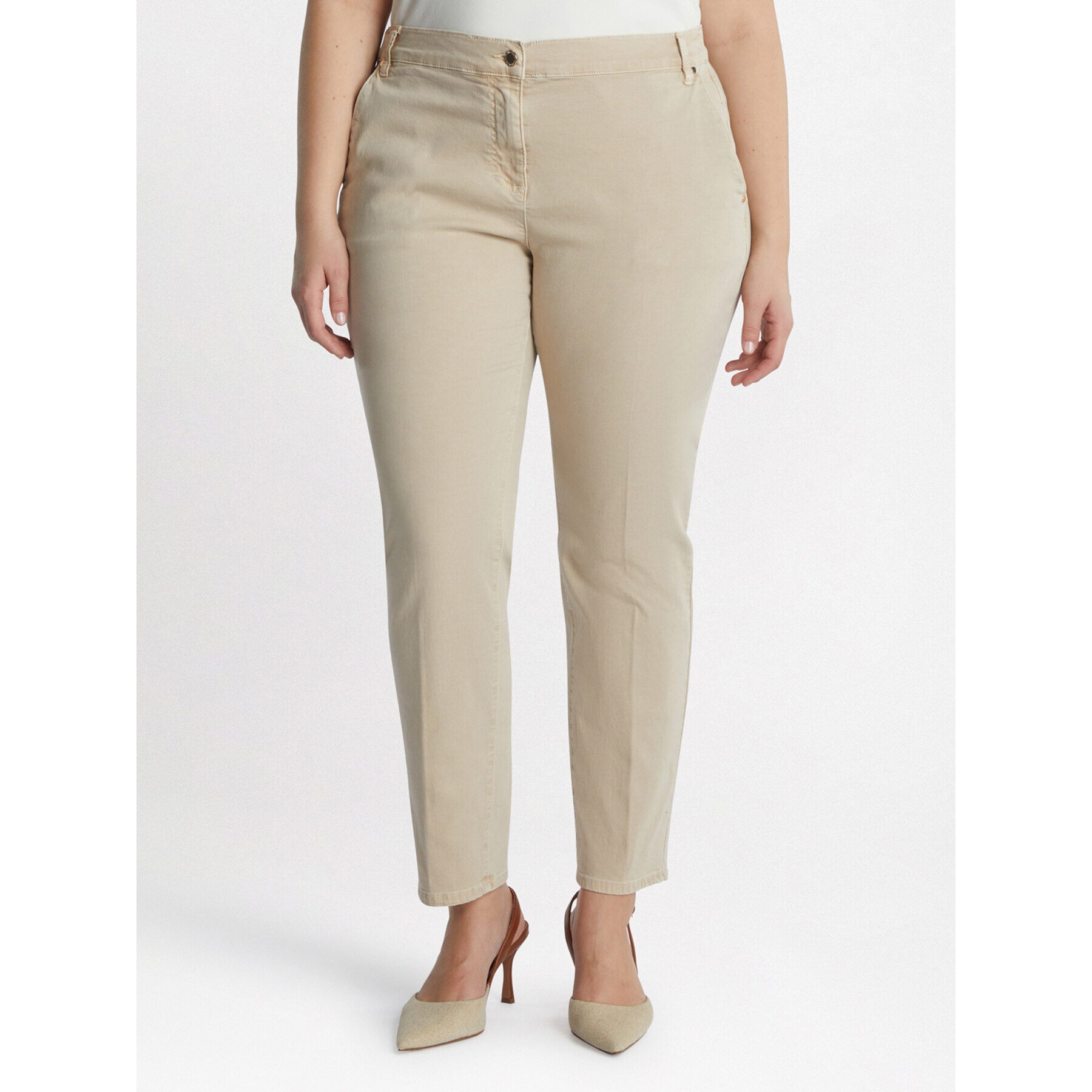 Fiorella Rubino - Pantalón chino de algodón elástico - Beige