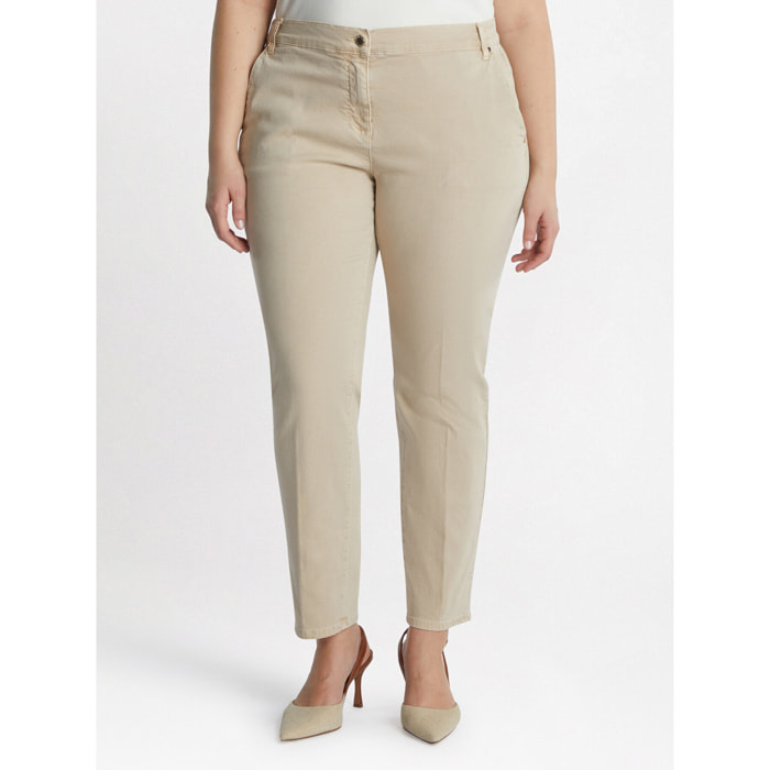 Fiorella Rubino - Pantalón chino de algodón elástico - Beige