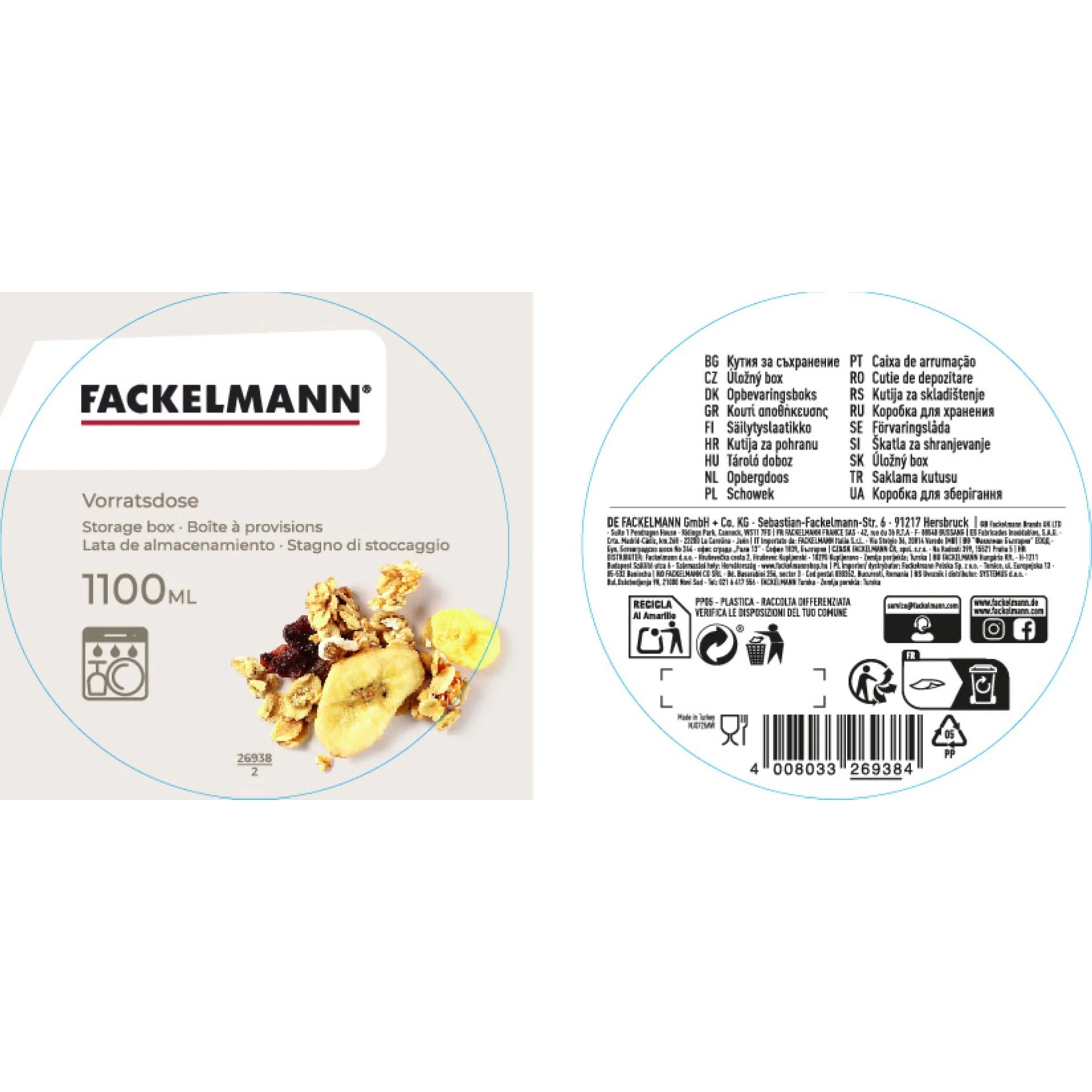 Boite à Provisions 1,1 Litre Fackelmann Storage