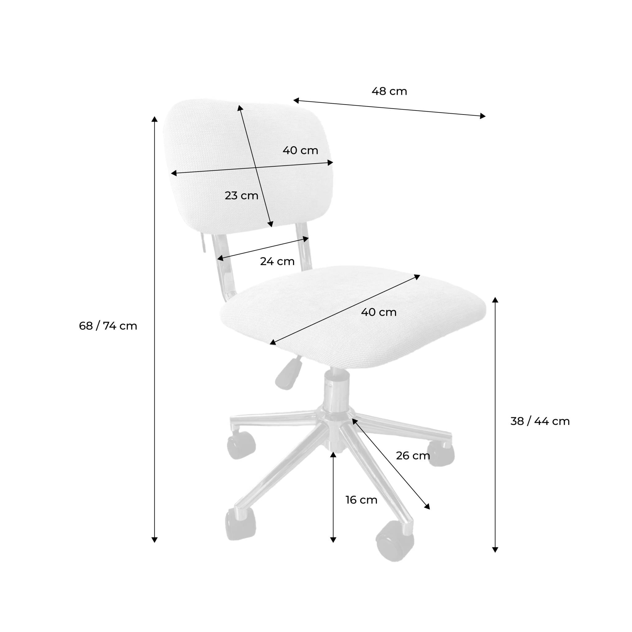 Chaise de bureau enfant à roulettes ajustable tissu chenille AMORY KID