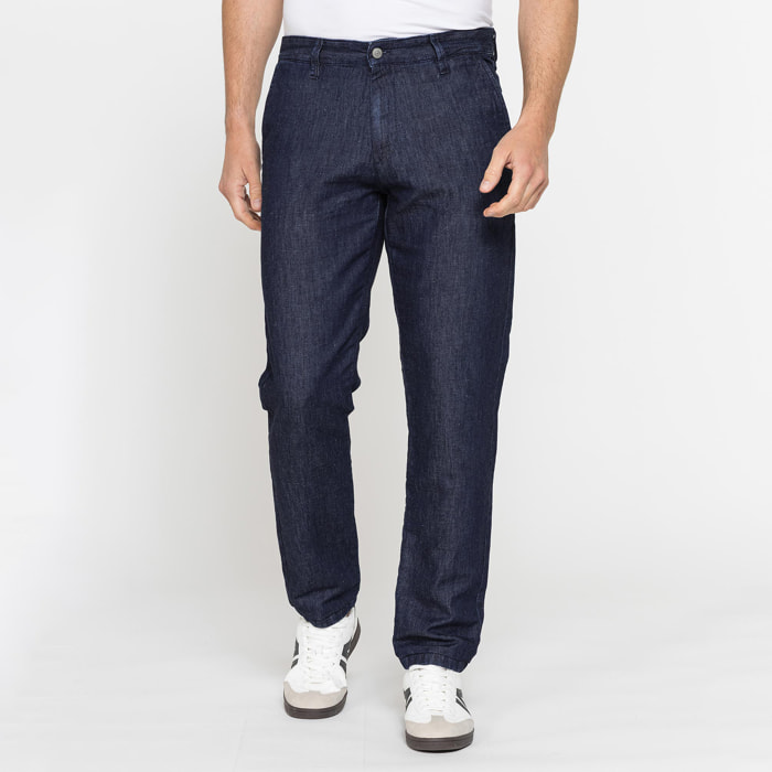 JEANS CHINO IN TESSUTO DENIM DI LINO & COTONE