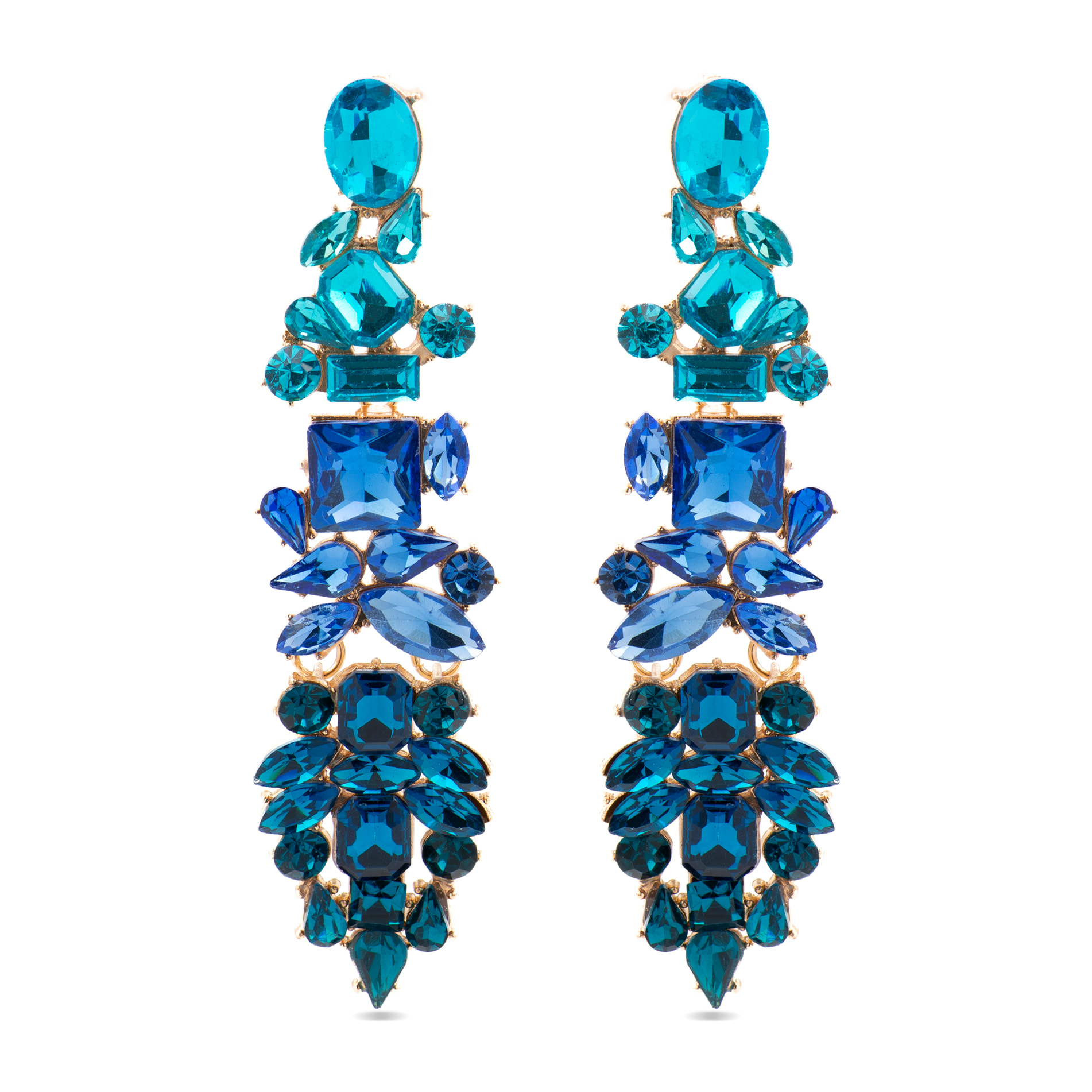 Pendientes con Cristal Multicolor acabado oro 18k