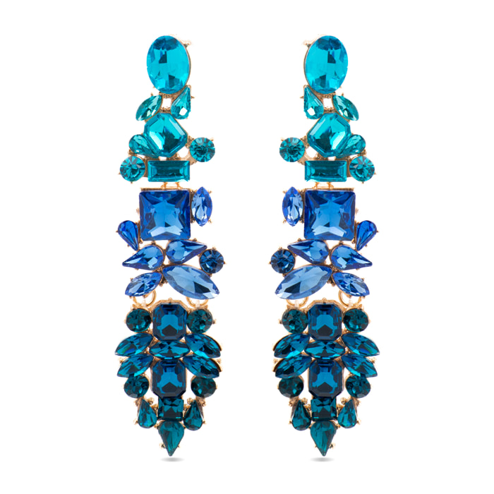 Pendientes con Cristal Multicolor acabado oro 18k