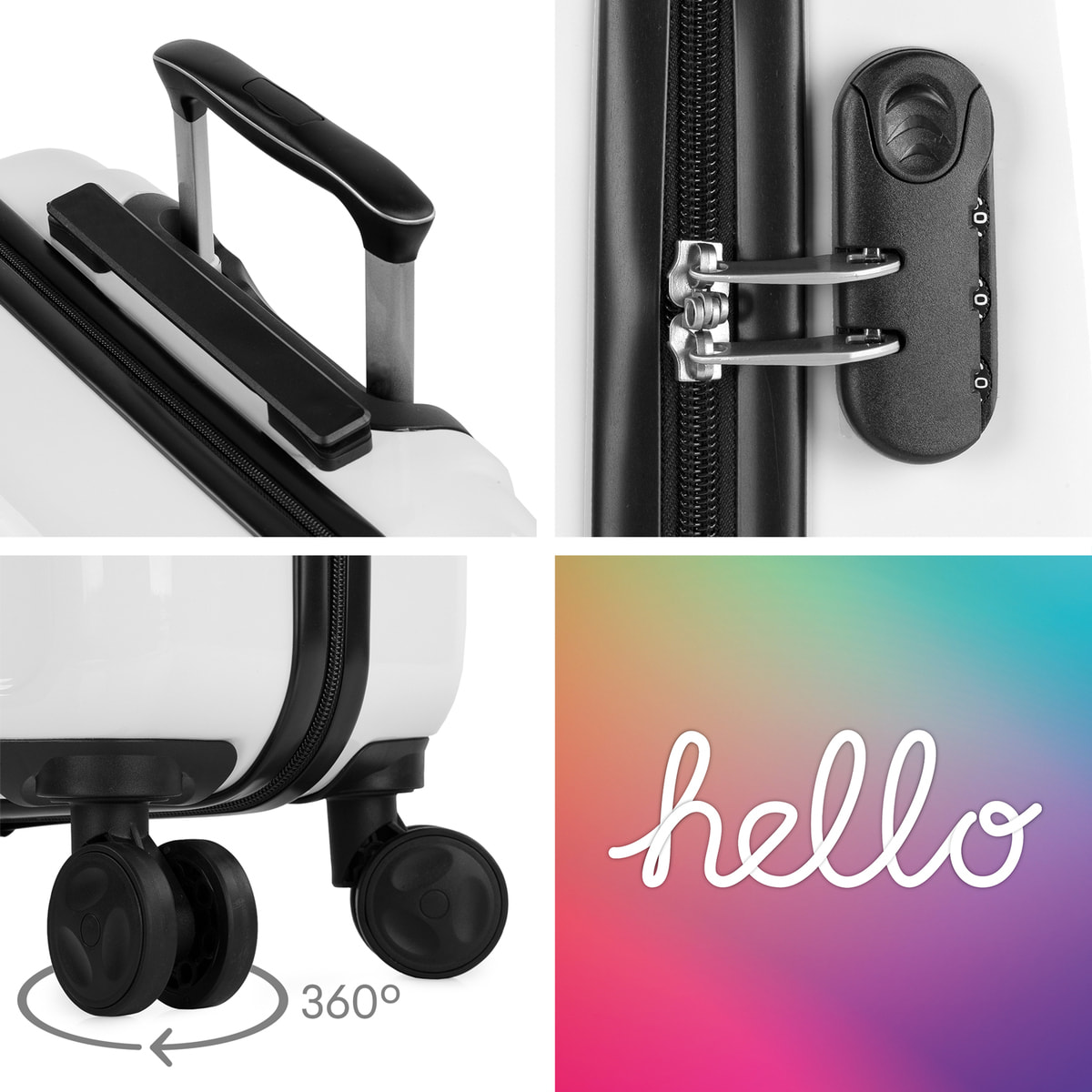 Juego De Maletas Pc Itaca Base Blanco Blanco Hello