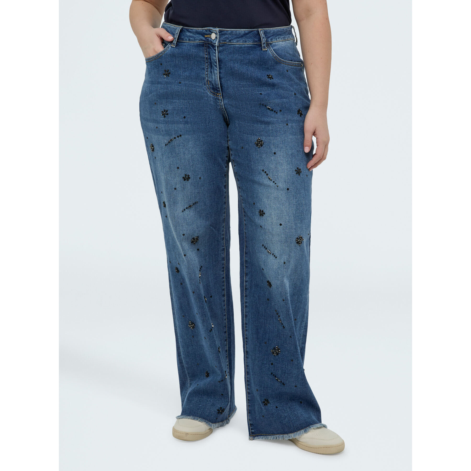 Fiorella Rubino - Jeans Straight Leg con aplicaciones decorativas - Azul