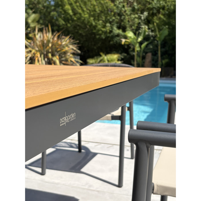 LAMU - Ensemble repas de jardin 6 places en alu - Gris anthracite