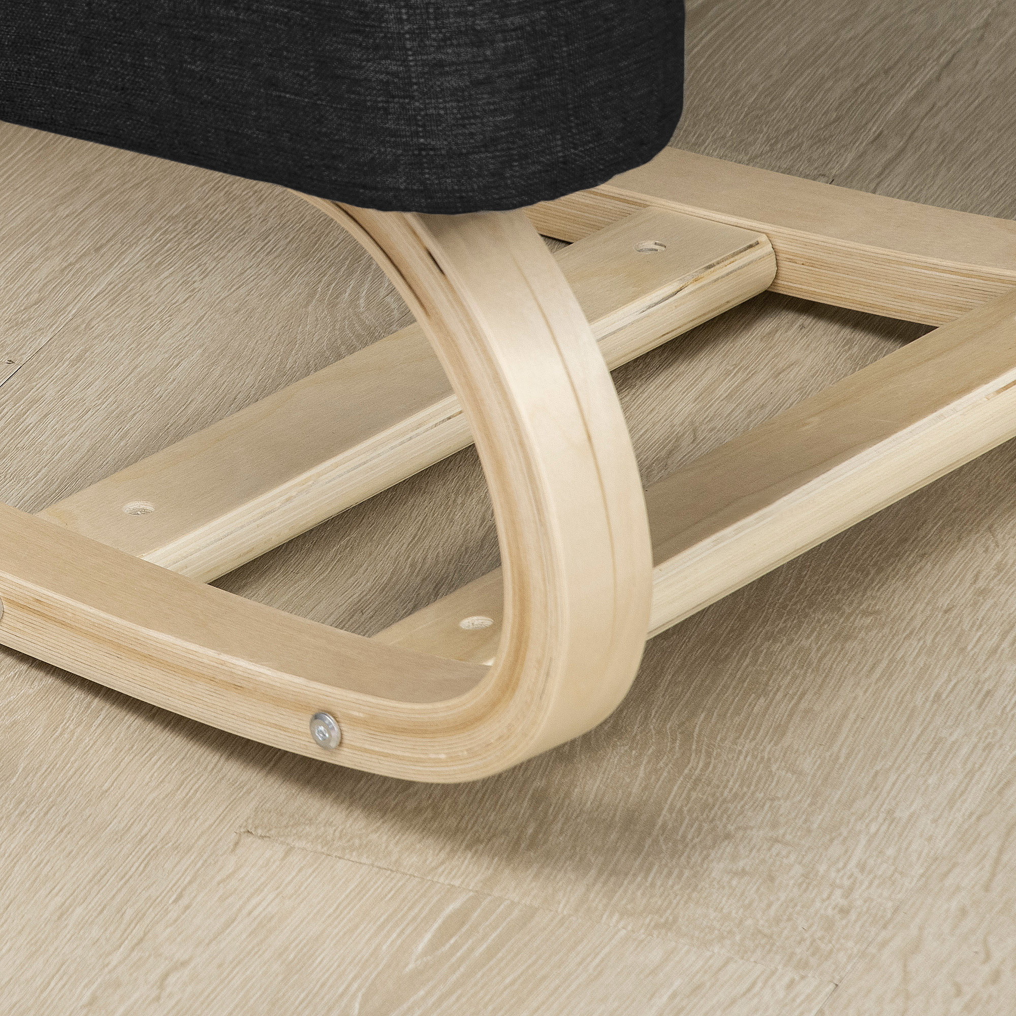 Tabouret ergonomique - siège assis à genoux - chaise à genoux grand confort - bois bouleau polyester noir