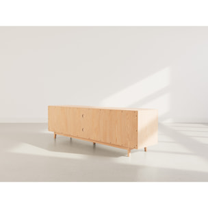 Freya - meuble tv 180 cm - 2 portes et 2 niches - Bois