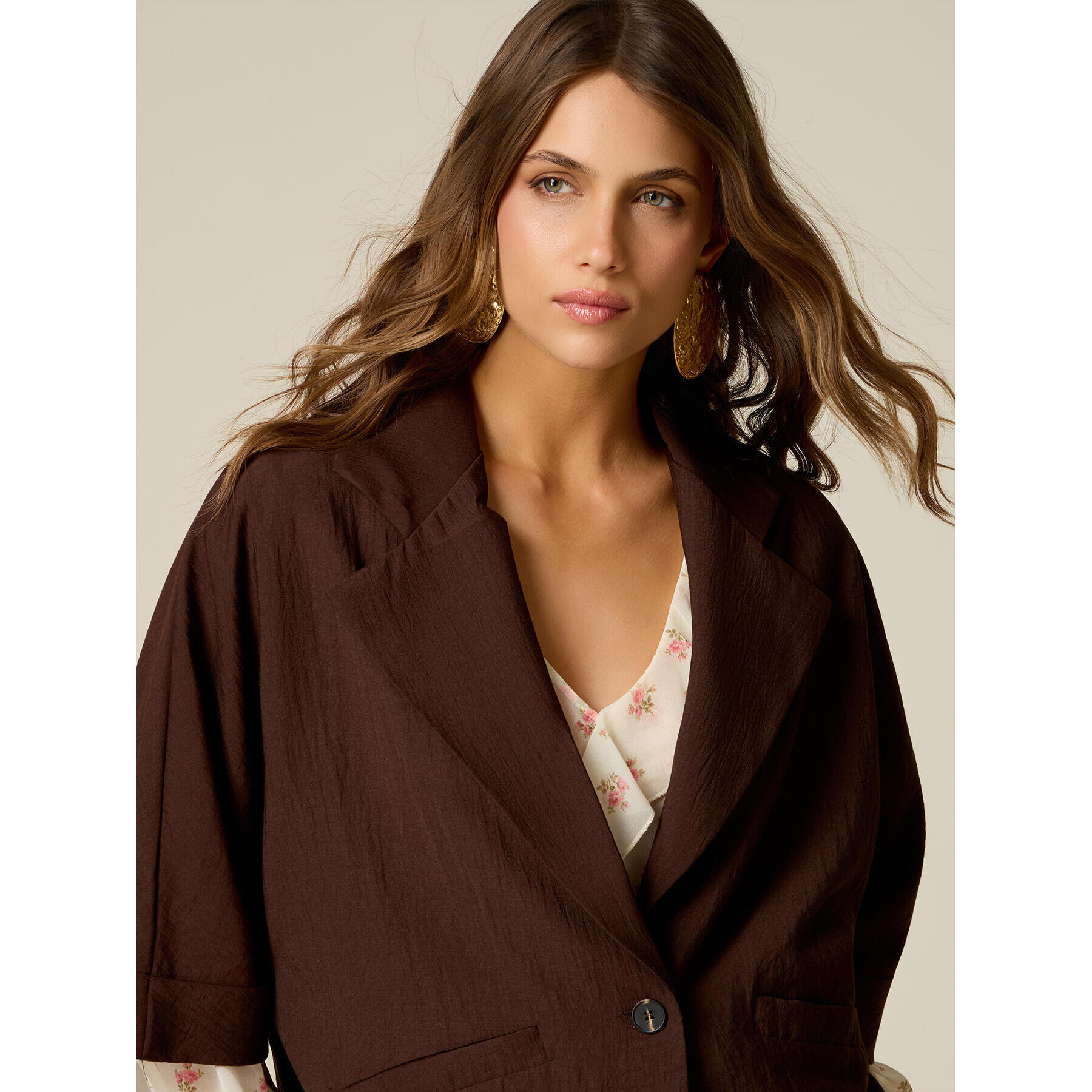 Oltre - Blazer cropped con maniche corte - Marrone