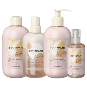 INEBRYA Kit Ice Cream Argan Age Shampoo 300 + Conditioner 200ml + Mask 300ml + Treatment Oil 100ml