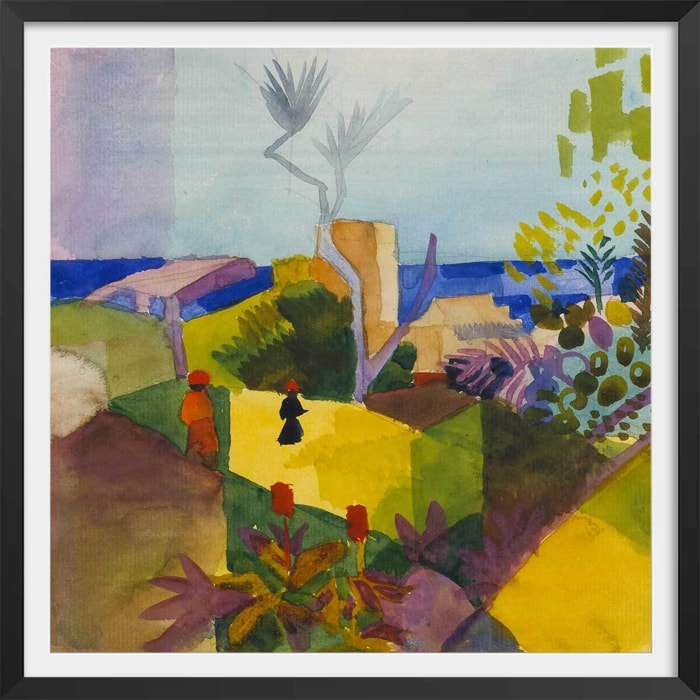 Poster Paysage au bord de mer - August Macke Affiche + cadre en bois - Noir