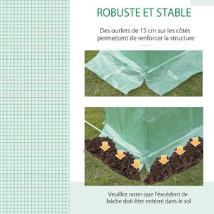 Bâche de rechange serre tunnel 6L x 3l x 2H m PE fenêtres + porte vert