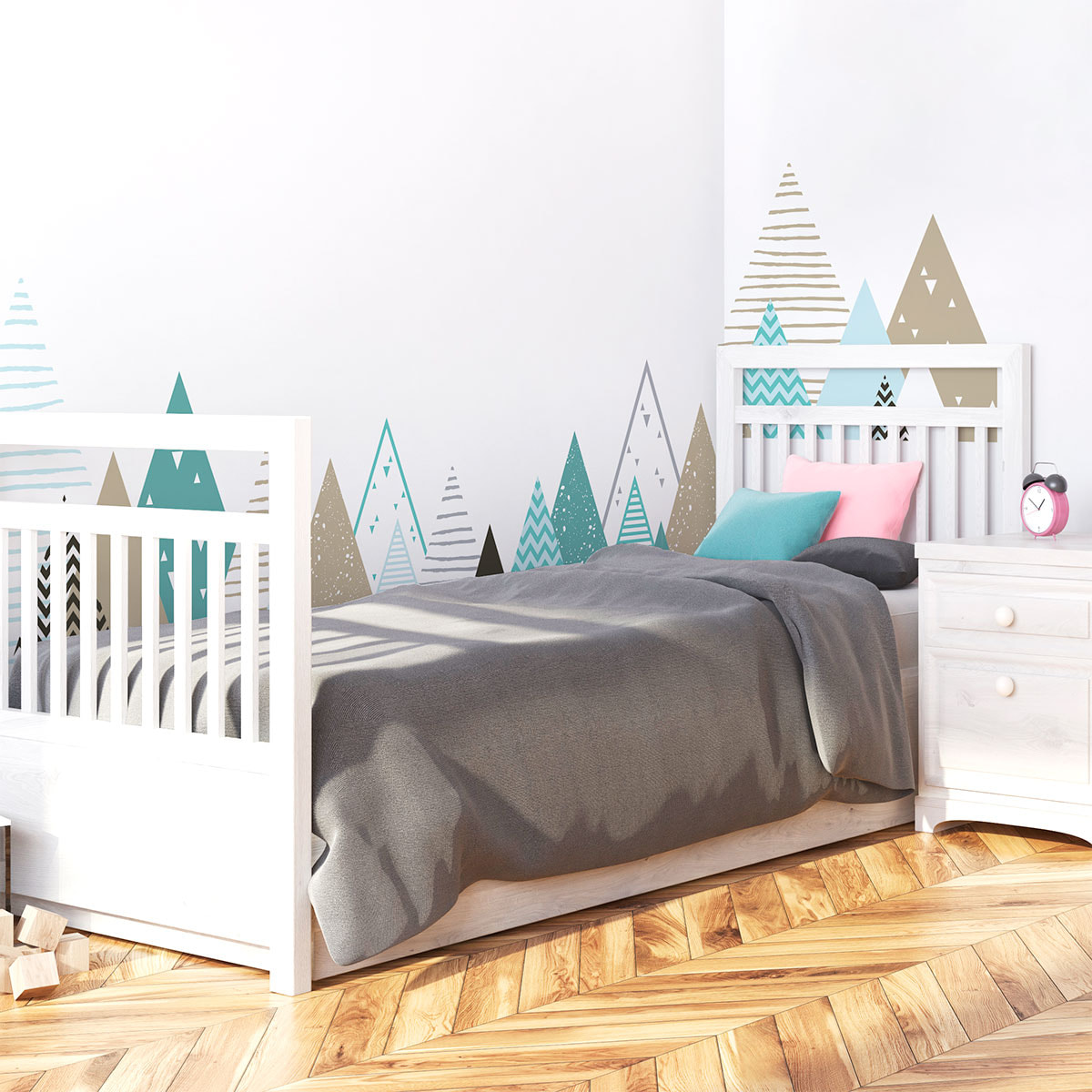 Stickers muraux enfants - Décoration chambre bébé - Autocollant Sticker mural géant enfant montagnes scandinaves JIHAKA