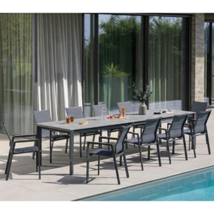 Ensemble table et chaises de jardin  - gris - CARMAPLES XL