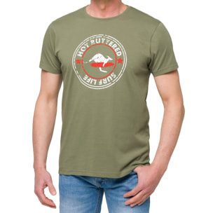 T-shirt in cotone 150 gr Hot Buttered Surflife verde militare.