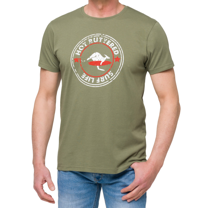 T-shirt in cotone 150 gr Hot Buttered Surflife verde militare.