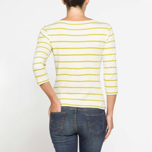 T-SHIRT CON MANICHE 3/4 E SCOLLO A BARCHETTA