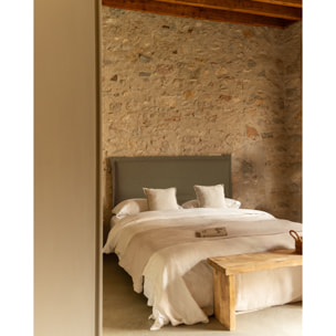 Cabecero tapizado desenfundable de lino verde de varias medidas