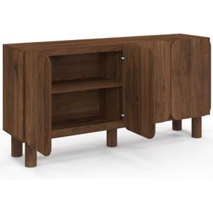Buffet Miranda 4 portes effet noyer 160cm