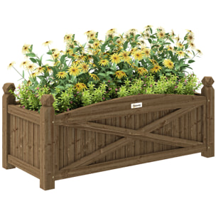 Jardinera de Madera Elevada Huerto Urbano Madera para Cultivar Plantas Flores Hierba Jardinera Rectangular para Jardín Balcón Terraza 90x39x37 cm Café Oscuro
