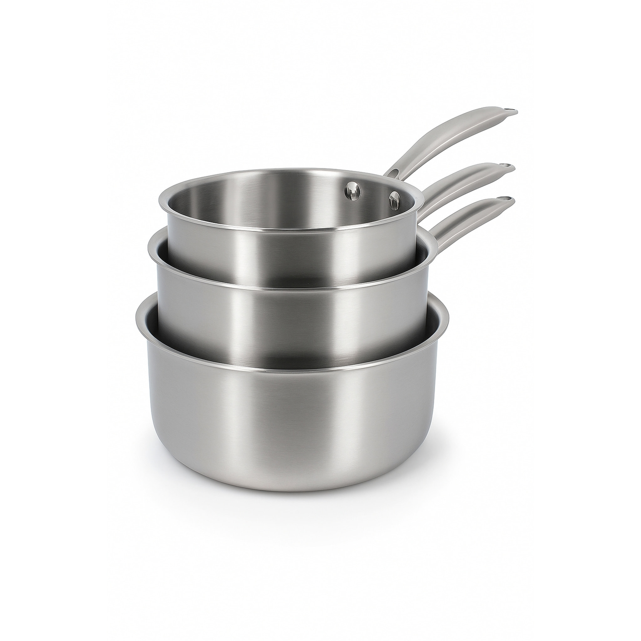 Lot de 3 casseroles en acier inoxydable - tous feux TRIPLY