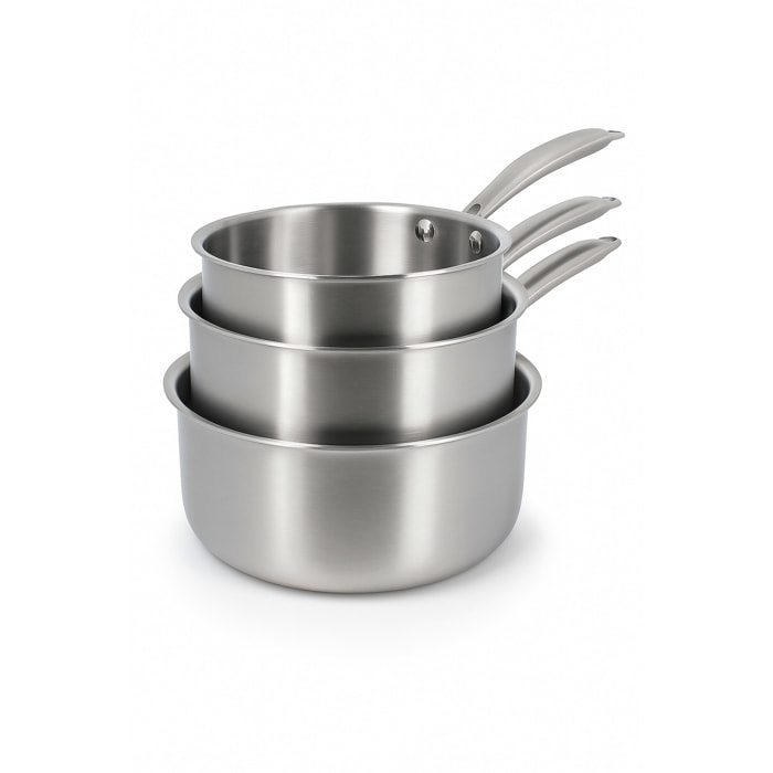 Lot de 3 casseroles en acier inoxydable - tous feux TRIPLY