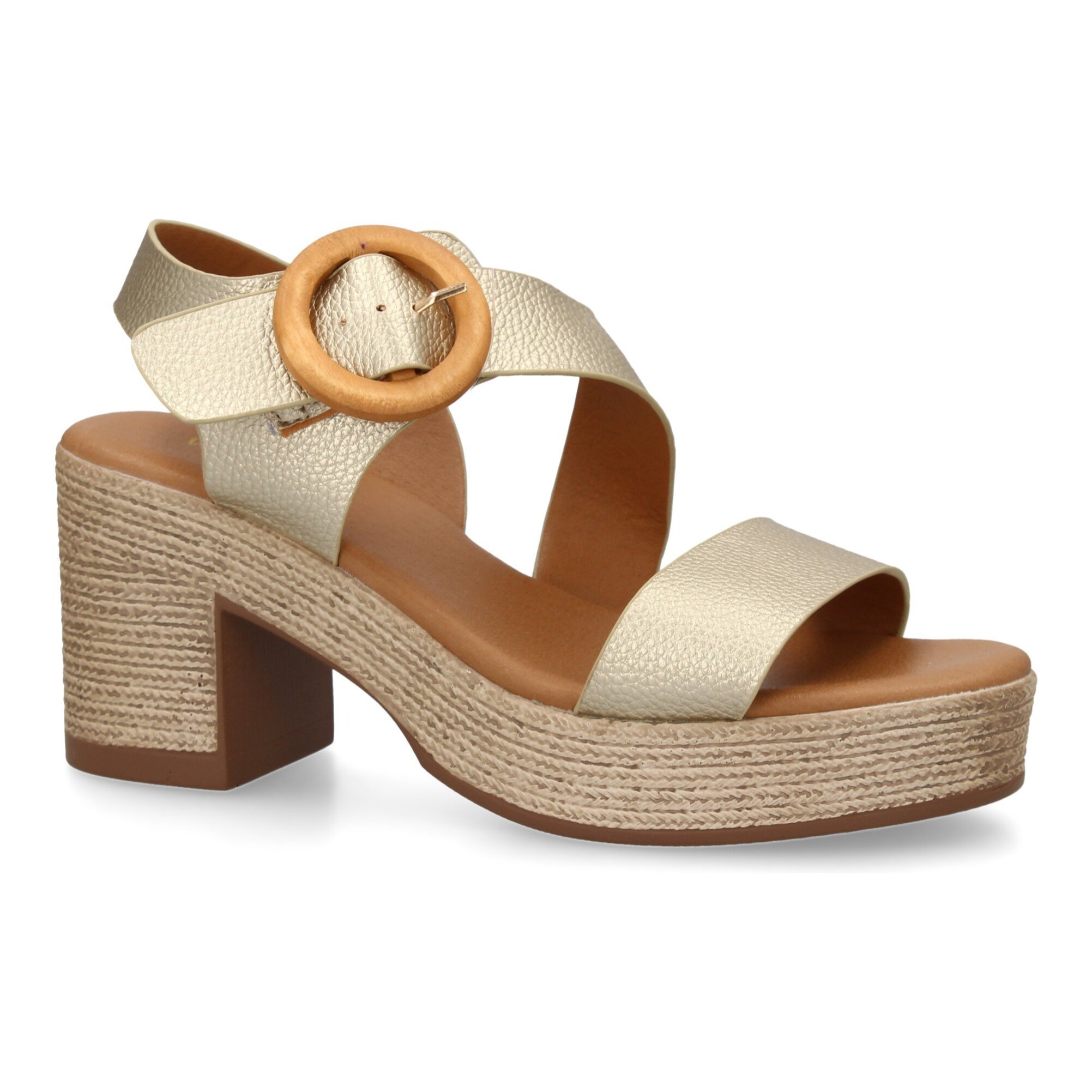 Sandalia de tacon para mujer diseño moderno elegante y comodo con tiras cruzadas en el talon.