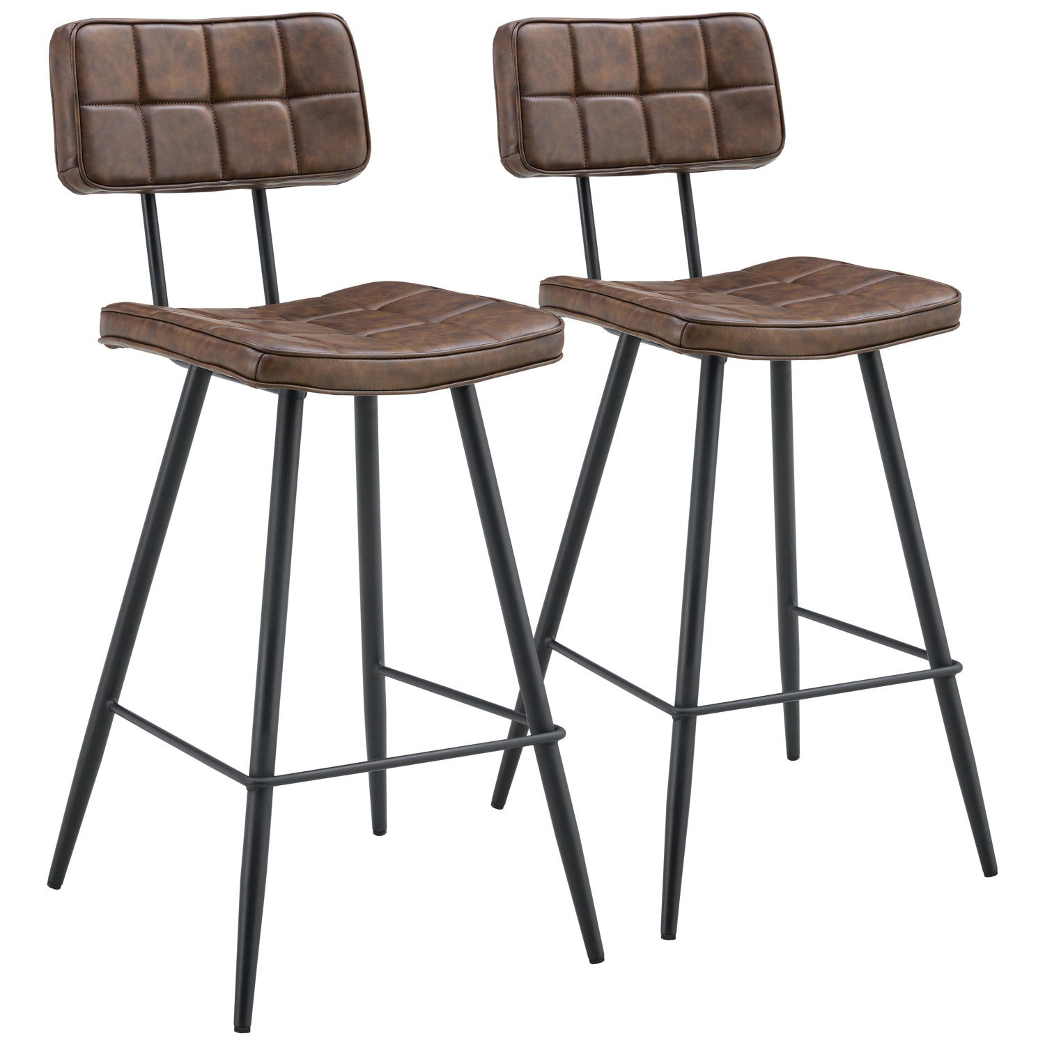 Lot de 2 tabourets de bar en simili marron FERNAND