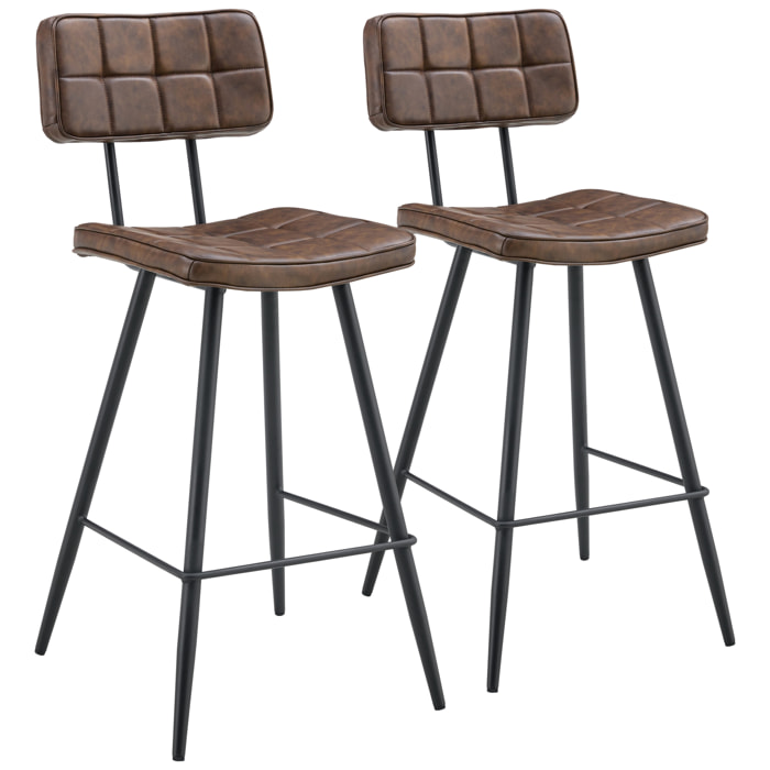 Lot de 2 tabourets de bar en simili marron FERNAND