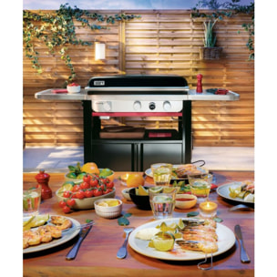 Plancha gaz WEBER black 3 brûleurs sur chariot, 76x46 cm
