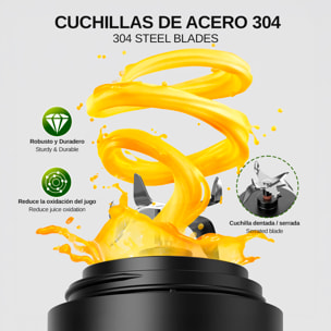 Batidora portátil A9-2.0 con capacidad de 500 ml con 6 cuchillas de acero inoxidable. Con batería recargable de 4000mAh.