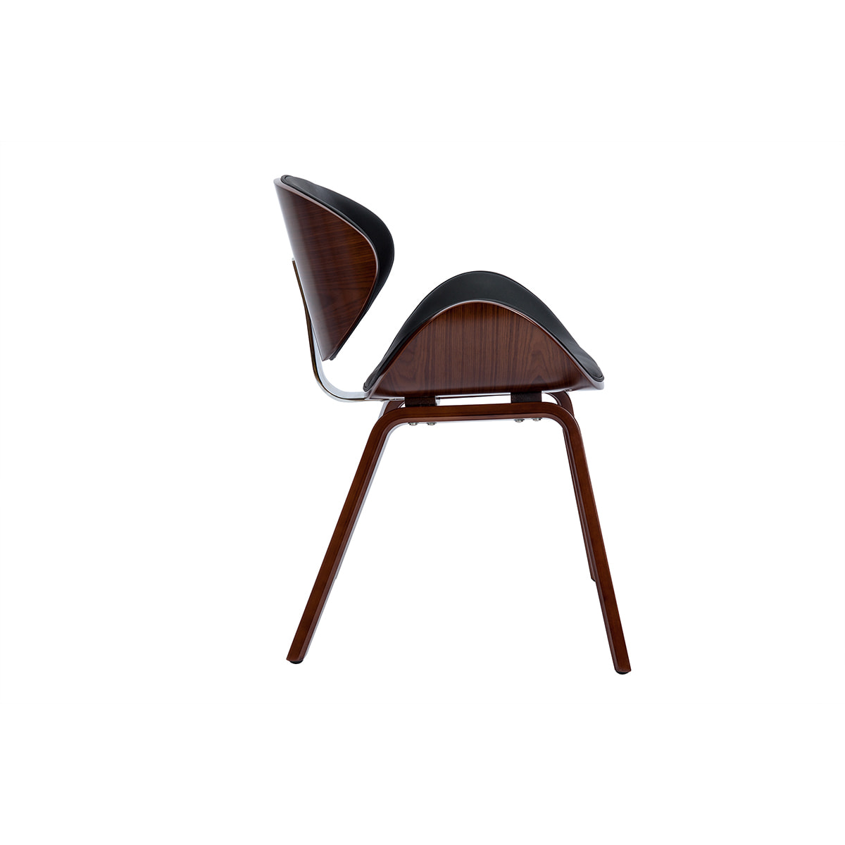 Chaise design noir et bois foncé noyer WALNUT