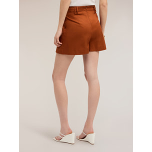 Motivi - Shorts a vita alta con piega a soffietto - Marrone