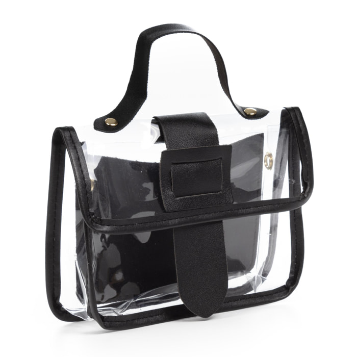 Zeccone bolso bandolera tote mini, de PVC transparente y piel sintética.