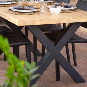 Mesa de comedor fija con patas metálicas en negro y roble salvaje 160x90cm X-Loft Roble salvaje - Negro