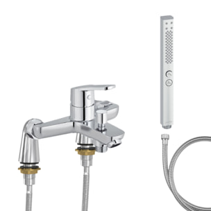 Mitigeur baignoire Aimé + pommeau de douche Shift+ carré + flexible de douche métal + colonnettes Idro'Flex