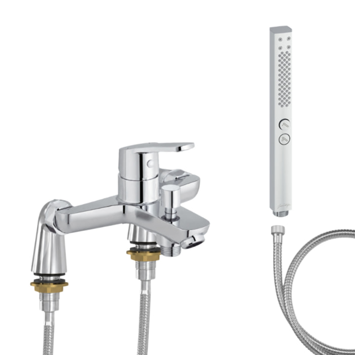 Mitigeur baignoire Aimé + pommeau de douche Shift+ carré + flexible de douche métal + colonnettes Idro'Flex