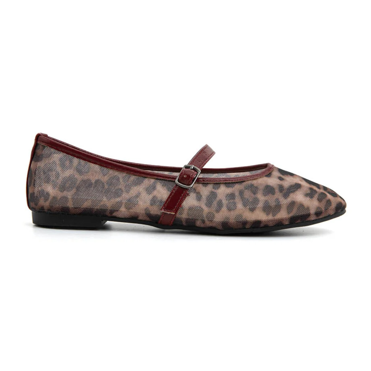 Ballerina leopard mesh con cinturino - VINO