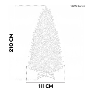 Scintilla - Albero di Natale con 3200 luci LED in PE e PVC Ø111x210 cm 1485 Punte